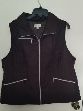 Studio Works Sport Woman 2X Brown Quilted Zip Vest Plus Size